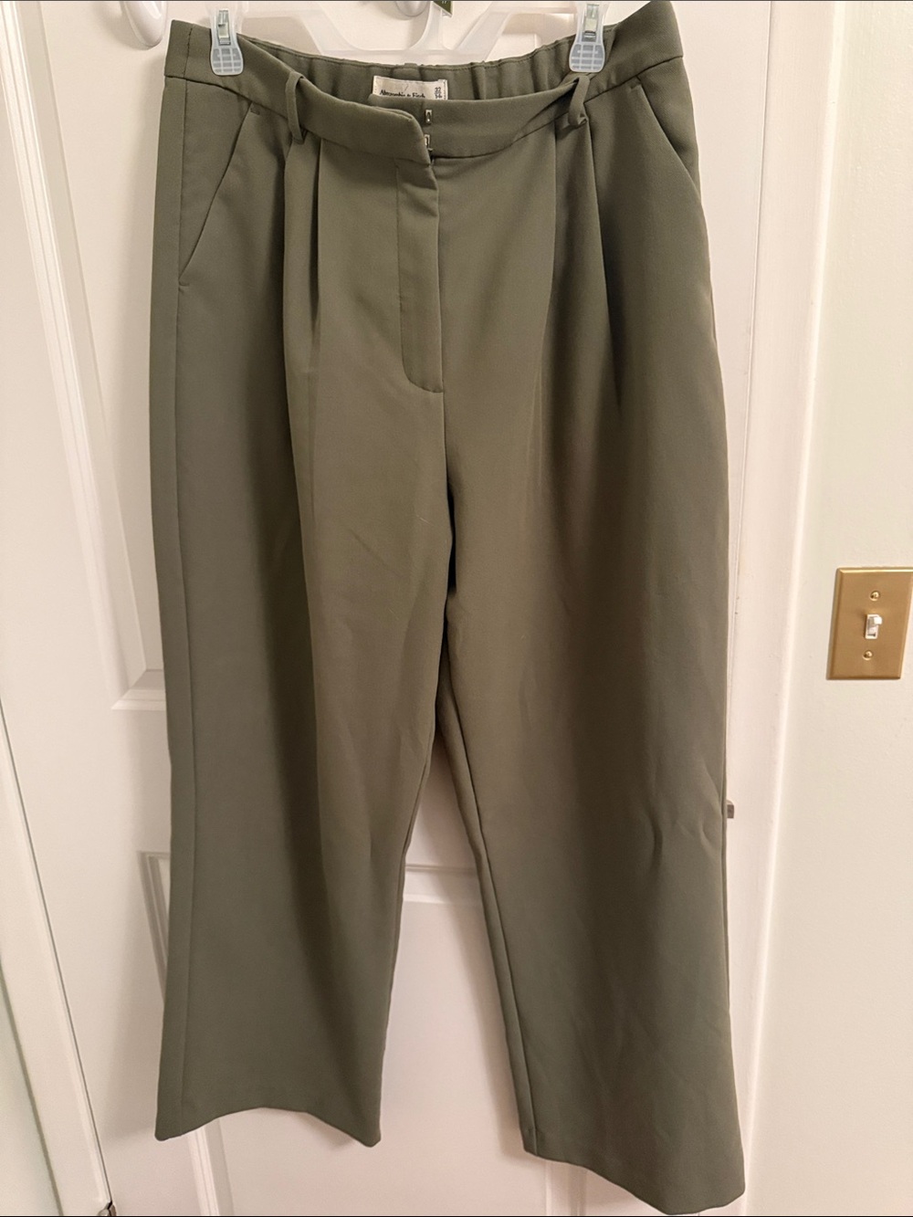 Abercrombie and Fitch Olive High-Waist Wide Leg Women's Pants